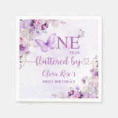 Elegante Paarse vlinder 1e verjaardagsfeest Servet (Voorkant)