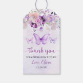 Elegante Paarse Vlinder 1e Verjaardagsfeestje Cadeaulabel (Voorkant)