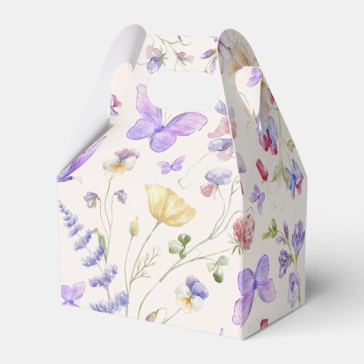 Elegante Paarse Vlinders Bruidsmeisjesfeest Bedankdoosjes (Achterkant)