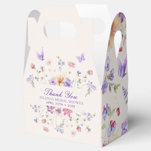 Elegante Paarse Vlinders Bruidsmeisjesfeest Bedankdoosjes (Geopend)