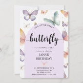 Elegante Paarse vlinderverjaardag | grillig Kaart (Voorkant)