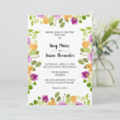 Elegante paarse watercolor bloemige trouwkaarten (Staand voorkant)