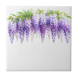 Elegante paarse waterverf blauwe bloemige wisteria tegeltje