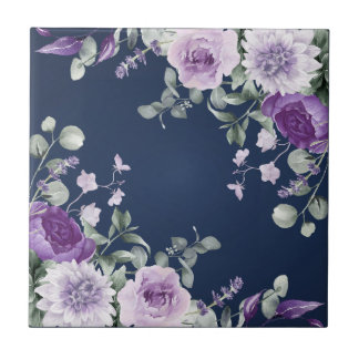 Elegante paarse waterverf blauwe bloemige wisteria tegeltje