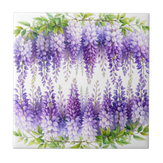 Elegante paarse waterverf blauwe bloemige wisteria tegeltje