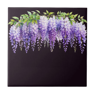 Elegante paarse waterverf blauwe bloemige wisteria tegeltje