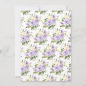 Elegante Paarse Waterverf Bloem Bruidsdouche Kaart (Achterkant)