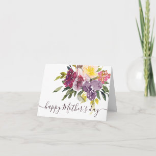 Elegante paarse waterverf bloem kaart