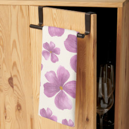 Elegante Paarse Waterverf Bloem Theedoek