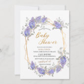 Elegante paarse waterverf bloemen baby shower kaart (Voorkant)