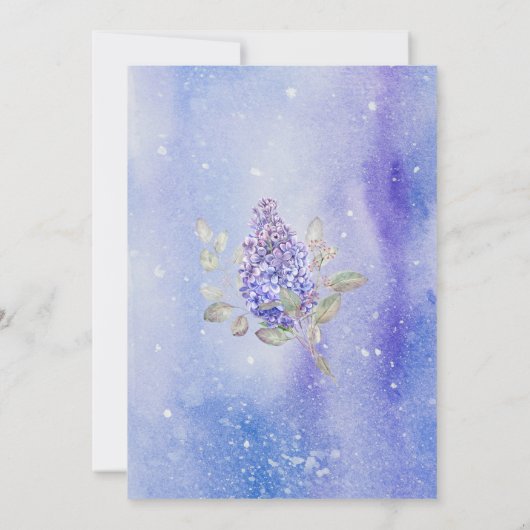 Elegante paarse waterverf bloemen baby shower kaart (Achterkant)