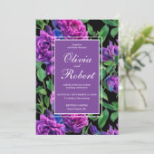 Elegante paarse waterverf bloemen bloemenbruiloft kaart (Staand voorkant)