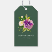 Elegante Paarse Waterverf Bloemen Groen Prijs Labe Cadeaulabel (Voorkant)