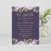 Elegante Paarse Waterverf Bloemengelofte Vernieuwi Kaart (Staand voorkant)