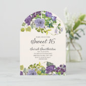 Elegante Paarse Waterverf Bloemenwijnstokken Sweet Kaart (Staand voorkant)