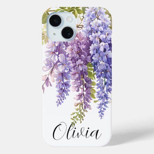 Elegante paarse waterverf bloemenwisteria Case-Mate iPhone case (Achterkant)