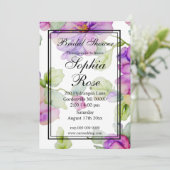Elegante paarse waterverf bloemige Bruidsdouche Kaart (Staand voorkant)