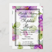 Elegante paarse waterverf bloemige Bruidsdouche Kaart (Voorkant / Achterkant)