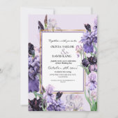 Elegante paarse waterverf bloemige bruiloft   kaart (Voorkant)
