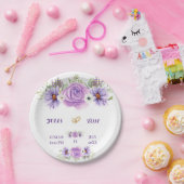 Elegante Paarse Waterverf Bloemige Bruiloft Papieren Bordje (Feest)