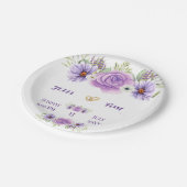 Elegante Paarse Waterverf Bloemige Bruiloft Papieren Bordje (Gekanteld)