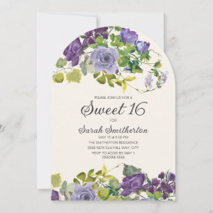 Elegante Paarse Waterverf Bloemranken Zoete 16 Kaart