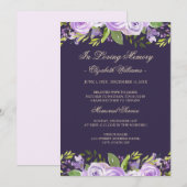 Elegante Paarse Waterverf Floral Memorial Service Kaart (Voorkant / Achterkant)