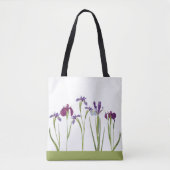 Elegante Paarse Waterverf Iris Flowers Botanical Tote Bag (Voorkant)