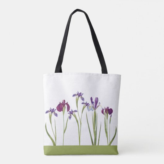 Elegante Paarse Waterverf Iris Flowers Botanical Tote Bag (Achterkant)