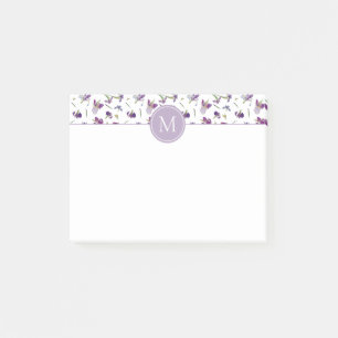 Elegante Paarse Waterverf irissen 4"x 3"Monogram Post-it® Notes