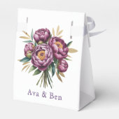 Elegante Paarse Waterverf pioen bloemenbruiloft Bedankdoosjes (Achterkant)