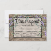 Elegante paarse waterverf rustieke lavendel bruilo RSVP kaartje (Voorkant)