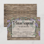 Elegante paarse waterverf rustieke lavendel bruilo RSVP kaartje (Voorkant / Achterkant)