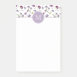Elegante Paarse Waterverf stijgt 4"x 6"Monogram Post-it® Notes