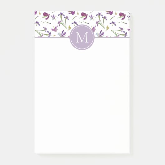 Elegante Paarse Waterverf stijgt 4"x 6"Monogram Post-it® Notes (Voorkant)