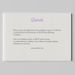 Elegante Paarse Waterverf Wildflower bruiloft Informatiekaartje