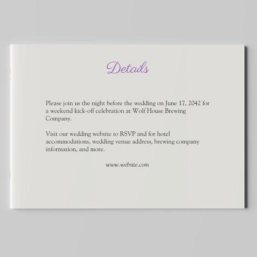 Elegante Paarse Waterverf Wildflower bruiloft Informatiekaartje