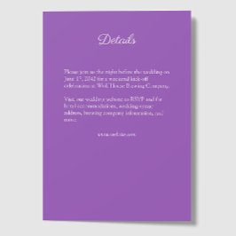 Elegante Paarse Waterverf Wildflower bruiloft Informatiekaartje