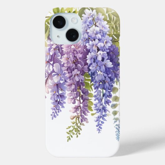Elegante paarse waterverf wisteria blauw bloemig Case-Mate iPhone case (Achterkant)
