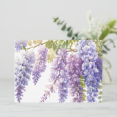 Elegante paarse waterverf wisteria blauw bloemig kaart (Staand voorkant)