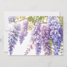 Elegante paarse waterverf wisteria blauw bloemig kaart