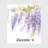 Elegante paarse waterverf wisteria blauw bloemig sticker (Vel)