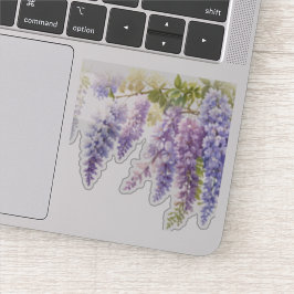 Elegante paarse waterverf wisteria blauw bloemig sticker
