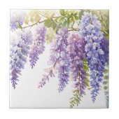 Elegante paarse waterverf wisteria blauw bloemig tegeltje (Voorkant)