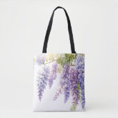 Elegante paarse waterverf wisteria blauw bloemig tote bag (Voorkant)