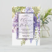 Elegante paarse waterverf wisteria bloemenbruiloft kaart (Staand voorkant)