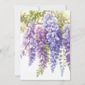 Elegante paarse waterverf wisteria bloemenbruiloft kaart (Achterkant)