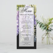 Elegante paarse waterverf wisteria bloemenbruiloft menu (Staand voorkant)