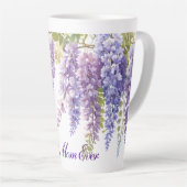 Elegante paarse waterverf wisteria bloemenmam latte mok (Rechterhoek)