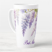 Elegante paarse waterverf wisteria bloemenmam latte mok (Linkerhoek)